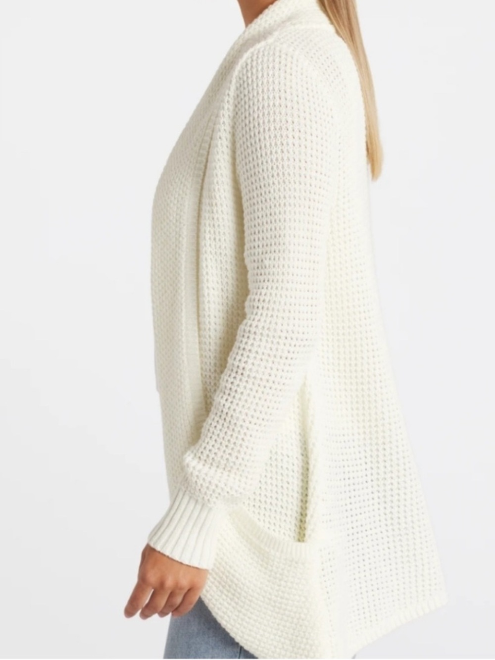 Market & Spruce Tabatha Waffle Knit Cotton Blend Cocoon Cardigan, XL Off white - Picture 5 of 13